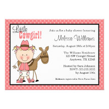 Lite inbjudningar för Cowgirlpolka dotsbaby shower