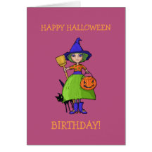 Lite kort för häxaplommonHalloween födelsedag