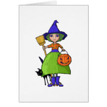 Lite noterar häxan Halloween kortet