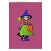 Lite noterar häxaplommonet Halloween kortet