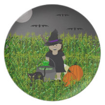 Lite pläterar häxan Halloween Tallrik