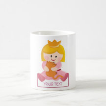 Lite princess med katten, blont hår kaffe koppar