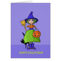 Lite purpurfärgat Halloween för häxa kort
