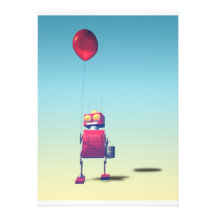 Lite röd inbjudan för födelsedagrobot 3