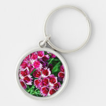 Lite röda rosa- och vitblommor nyckel ringar