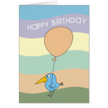 Liten fågel för grattis på födelsedagen med ballon