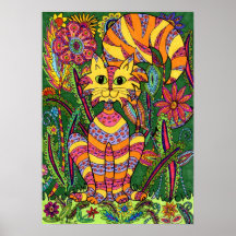 Livlig trädgårds- katt 2 print