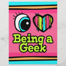 Ljus ögahjärta älskar jag att vara en Geek Full Färg Flygblad