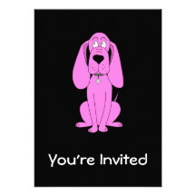 Ljus rosahund. HundCartoon. Unika Inbjudningar