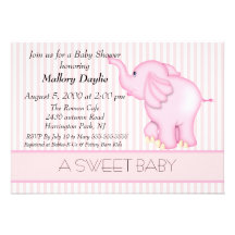 Ljus söt baby - rosa elefantbaby shower unika inbjudningar