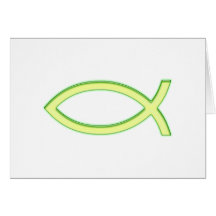 Ljusa Ichthus - kristet fisksymbol - - grönt Kort