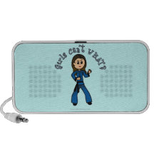 Ljusa kvinna kung fu laptop högtalare