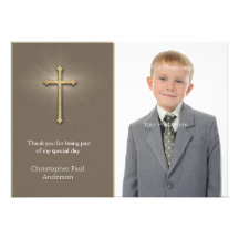 Ljust - bryna, guldkor, religiöst fotokort inbjudningskort