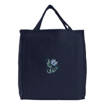 Ljust - den broderade blåttblomman hänger lös kasse
