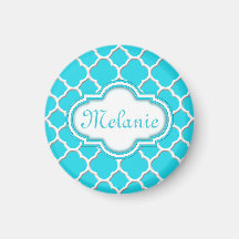 Ljust mönster för blåttQuatrefoil spaljé Magnet För Kylskåp