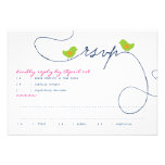 Ljust Retro love birdssvarskort Inbjudningar