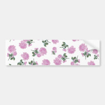 Ljust - rosa rosblommamönster på vit bildekaler