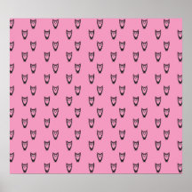 Ljust - rosa ugglamönster posters