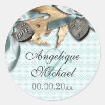 Locket för land för blåttchampagnesnöre rund klistermärke