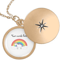 Locket för vitunicornguld personliga halsband