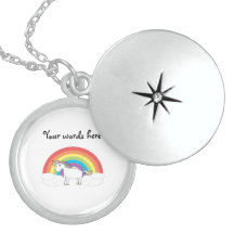 Locket för vitunicornsilver hängsmycke