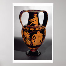 Loftröd-figur amphora som visar en satyrstruggl affisch