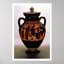 Loftsvart-figur amphora som visar födelsen av print