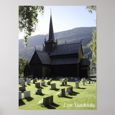 Lom Stavkirke Affisch från dkhiggin