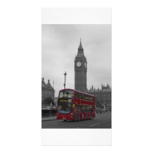 London röd buss hälsningskort med foto