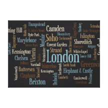 London text kartlägger sträckt kanvastryck