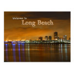 Long Beach Kalifornien på natten Vykort