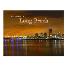 Long Beach Kalifornien på natten Vykort