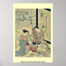 Lönnlöv vid Suzuki, Harunobu Ukiyoe Print