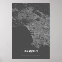 Los Angeles Kalifornien (vit på svart) Affisch