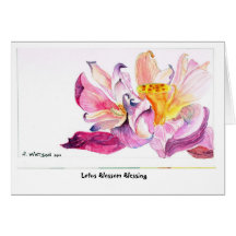 Lotusblommablommar som välsignar Notecard Hälsnings Kort