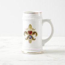 Louisiana Bicentennial Flor de lis Beskåda antyder Kaffe Koppar