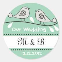 Love birds som gifta sig Monogramklistermärkear