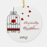 Love birds som gifta sig prydnaden julgranskula