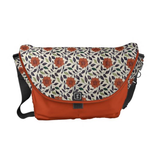 Lövrik orange blommigt messenger bag