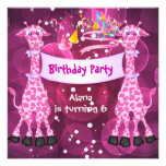 Lurar den rosa giraffet för flicka6efödelsedagsfes tillkännagivanden