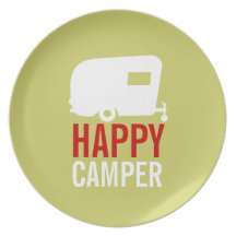 Lycklig camparevintagecampare fest tallrikar