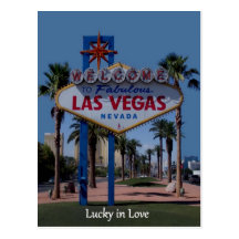 Lycklig förälskad Las Vegas bröllopvykort