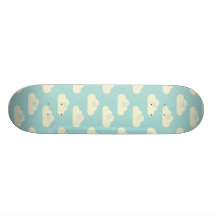 Lycklig fördunklar blå himmel skateboard deck