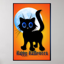Lycklig Halloween svart kattungeaffisch
