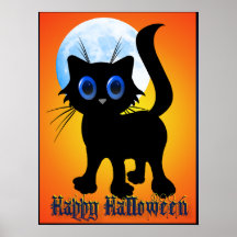 Lycklig Halloween svart kattungeaffisch