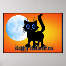 Lycklig Halloween svart kattungeaffisch