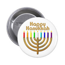 Lycklig Hanukkah menora Knapp Med Nål