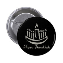 Lycklig Hanukkah menora - silvergrått Knappar Med Nål