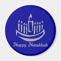 Lycklig Hanukkah menora - silvergrått Kylskåpsnagnet