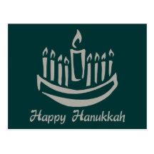 Lycklig Hanukkah menora - silvergrått Vykort